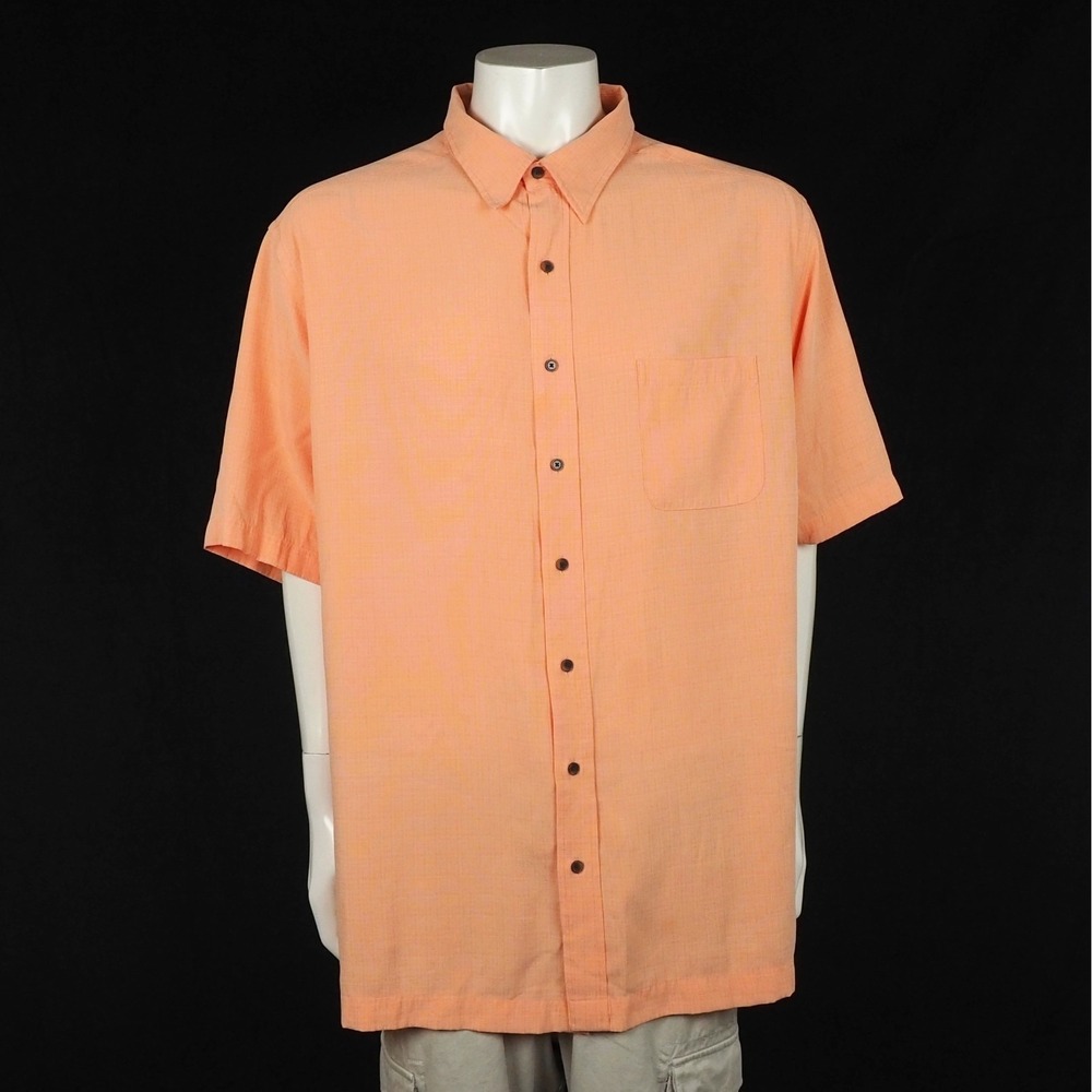 Roundtree & Yorke Camp Button Down Shirt Mens 3XT 3XLT Orange Travel Vacation